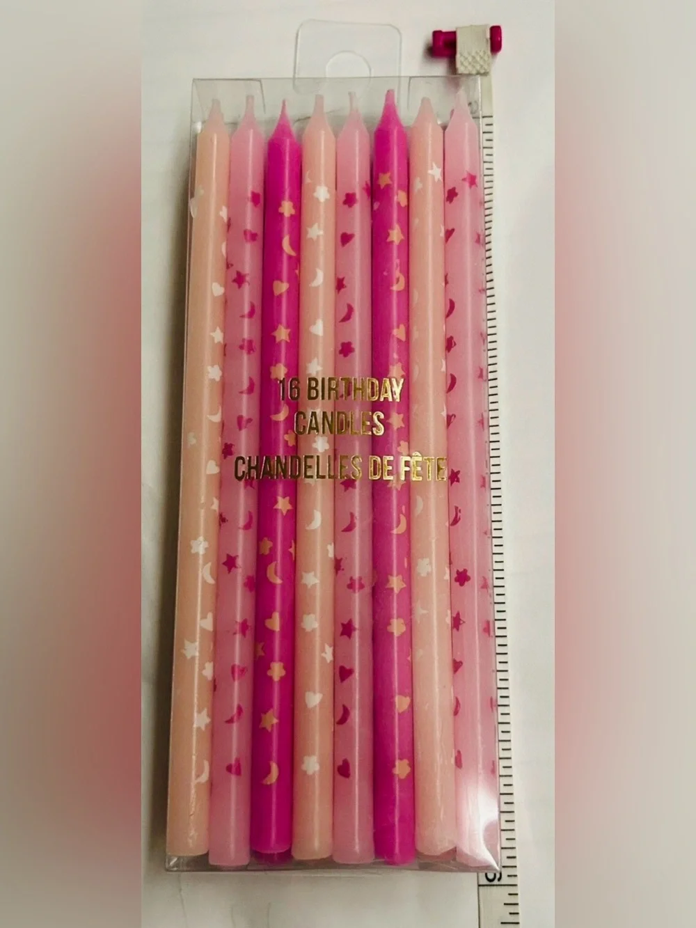 New 16 Pink Birthday Candles Hearts Moon Stars Flowers Meri Meri Candle